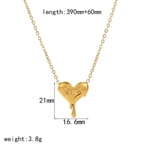 1 Piece Simple Classic Style Irregular Heart Shape Stainless Steel  Gold Color Women's Pendant Necklace h5 Picture4